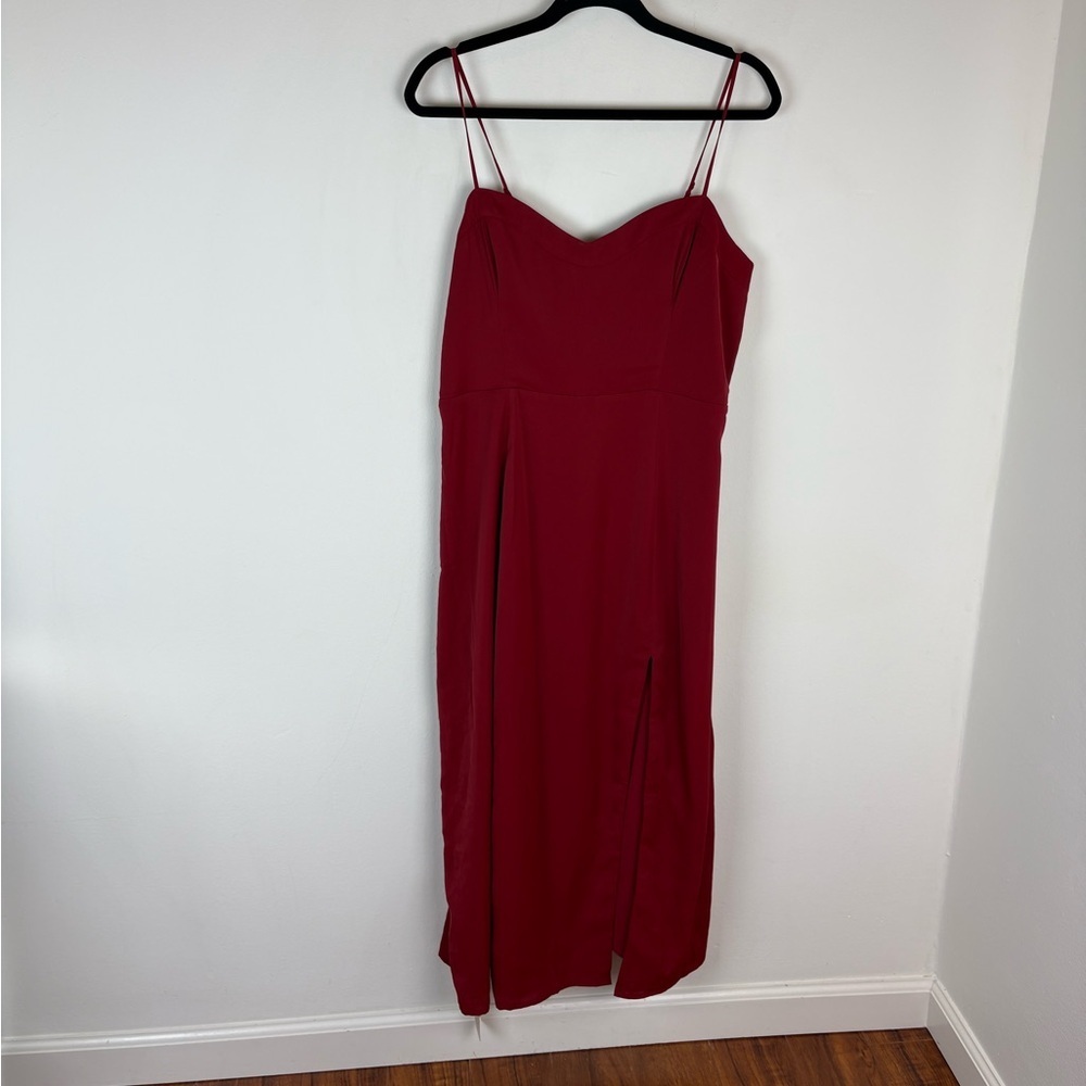 NWT Abercrombie & Fitch Camille Midi Dress in Red Size Large Petite - Picture 4 of 9